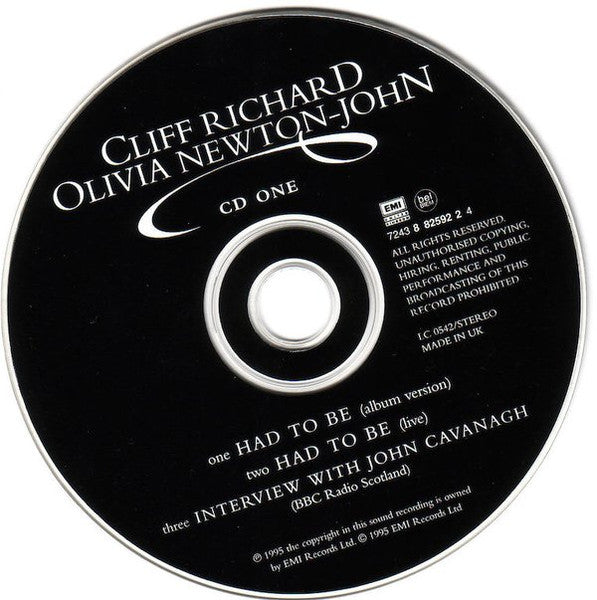 Cliff Richard With Olivia Newton-John : Had To Be (CD, Single, CD1)