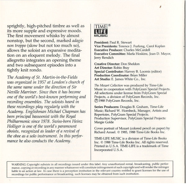 Wolfgang Amadeus Mozart : The Mozart Collection - Bassoon, Oboe Concertos (CD, Album)