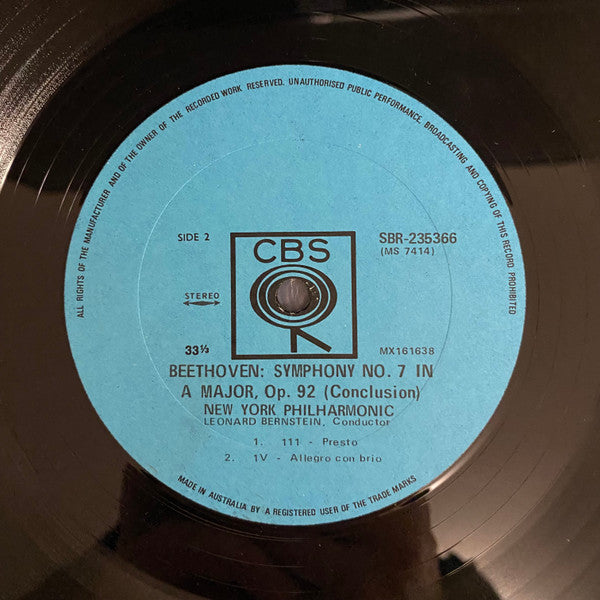 Bernstein* Conducts Beethoven* • New York Philharmonic : Symphony No. 7 (LP)