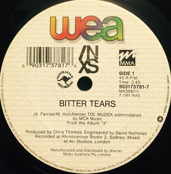 INXS : Bitter Tears (7", Single)