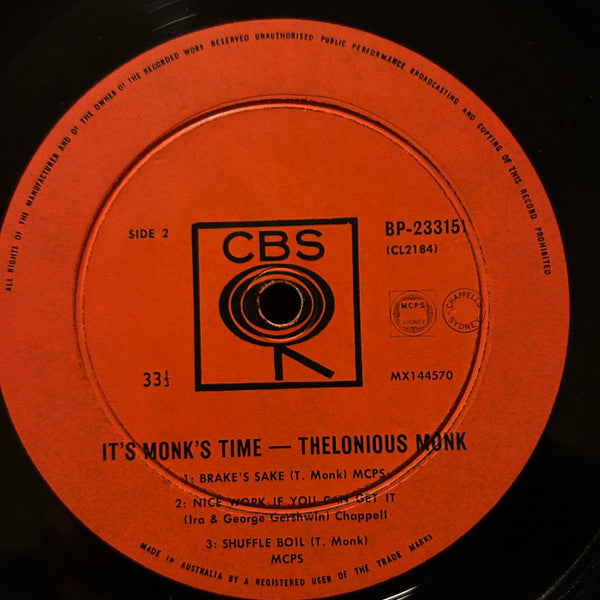 Thelonious Monk : It's Monk's Time (LP, Album, Mono)