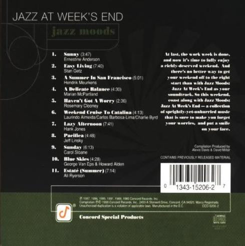 Various : Jazz Moods: Jazz At Week's End (CD, Comp)