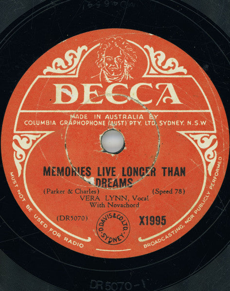 Vera Lynn : I Shall Be Waiting / Memories Live Longer Than Dreams (Shellac, 10")