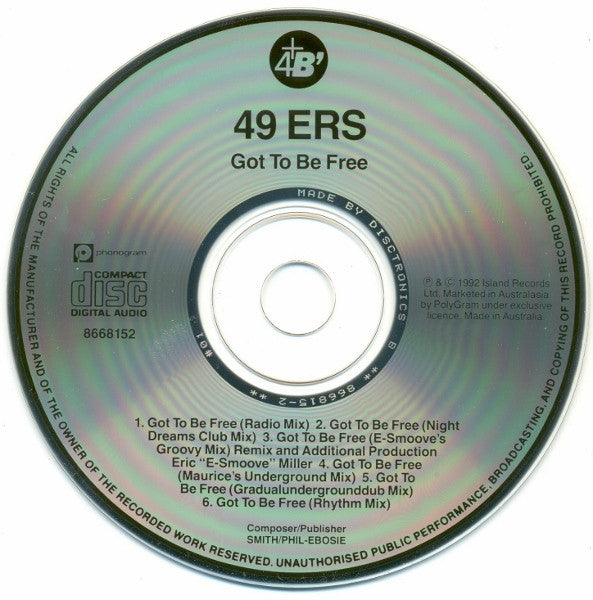 49ers : Got To Be Free (CD, Maxi)