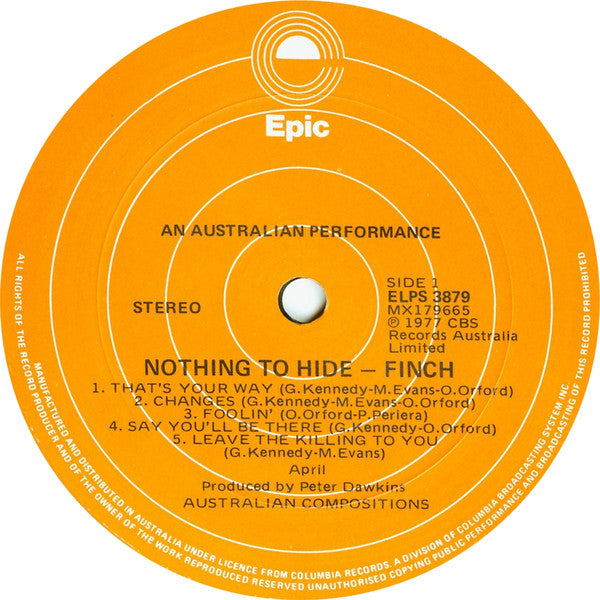 Finch (6) : Nothing To Hide (LP, Album)