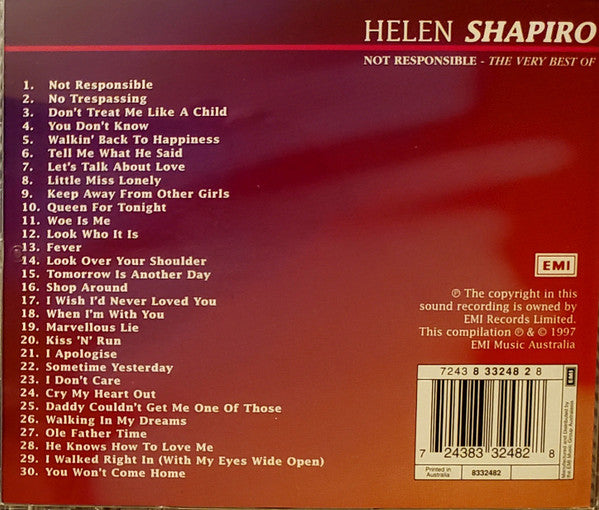 Helen Shapiro : Not Responsible - The Very Best Of (CD, Comp, Mono)
