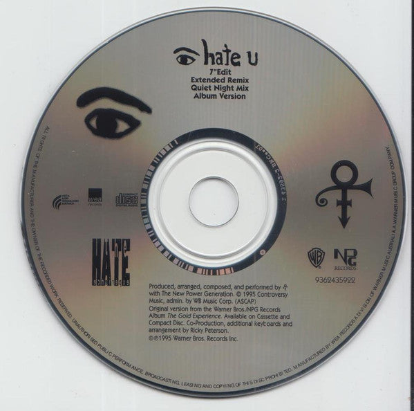 The Artist (Formerly Known As Prince) : I Hate U (CD, Maxi)