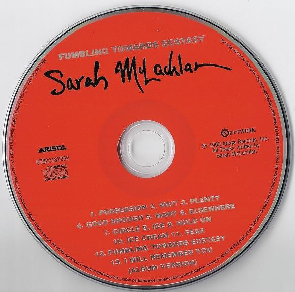 Sarah McLachlan : Fumbling Towards Ecstasy (CD, Album)