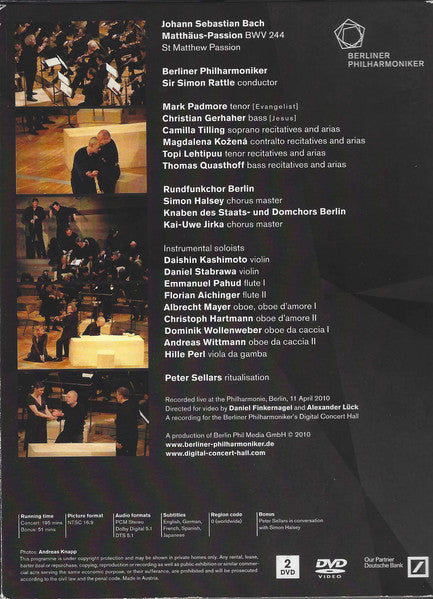 Johann Sebastian Bach, Sir Simon Rattle, Berliner Philharmoniker : Matthäus-Passion (2xDVD, NTSC)