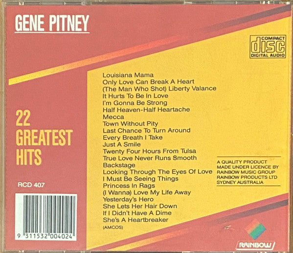 Gene Pitney : 22 Greatest Hits (CD, Comp)