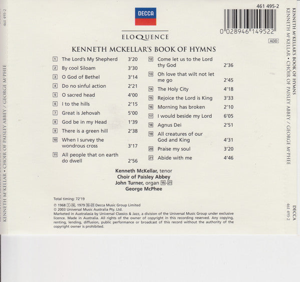 Kenneth McKellar, The Choir Of Paisley Abbey, George McPhee : Kenneth Mckellar's Book Of Hymns (CD, RE)