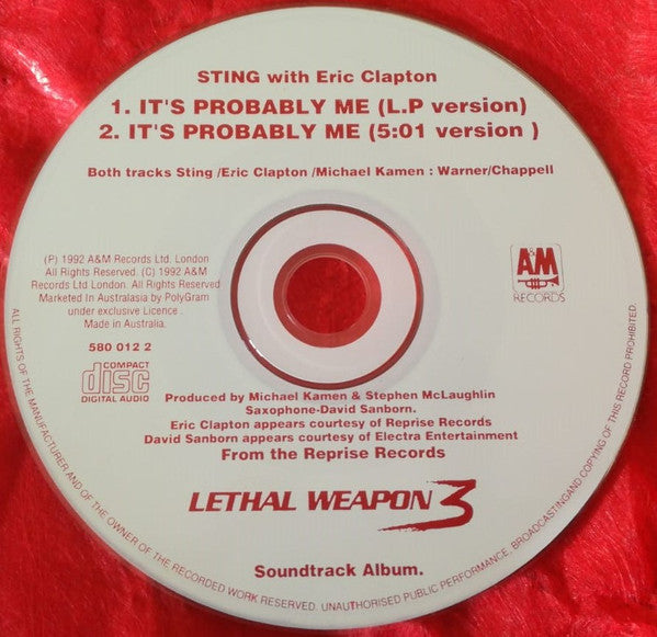 Sting With Eric Clapton : It's Probably Me (CD, Single, Car)