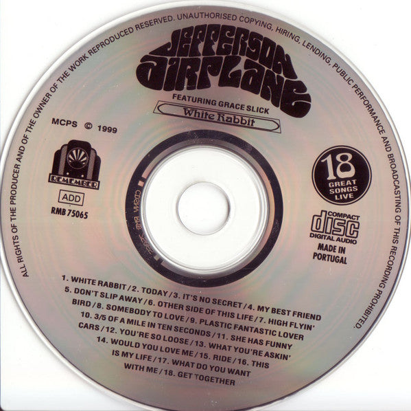Jefferson Airplane Featuring Grace Slick : White Rabbit (CD, Comp)