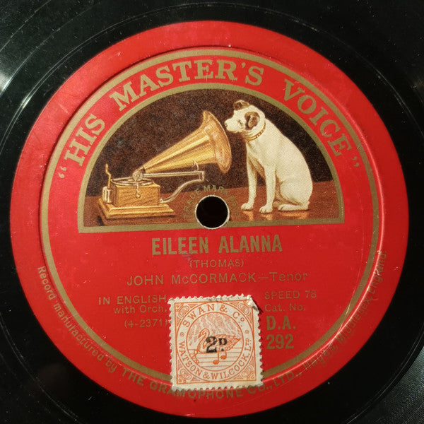 John McCormack (2) : Where The River Shannon Flows / Eileen Alannah (Shellac, 10")