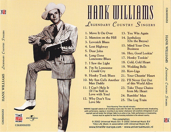 Hank Williams : The Country Music Hall Of Fame Presents - Legendary Country Singers (CD, Comp)