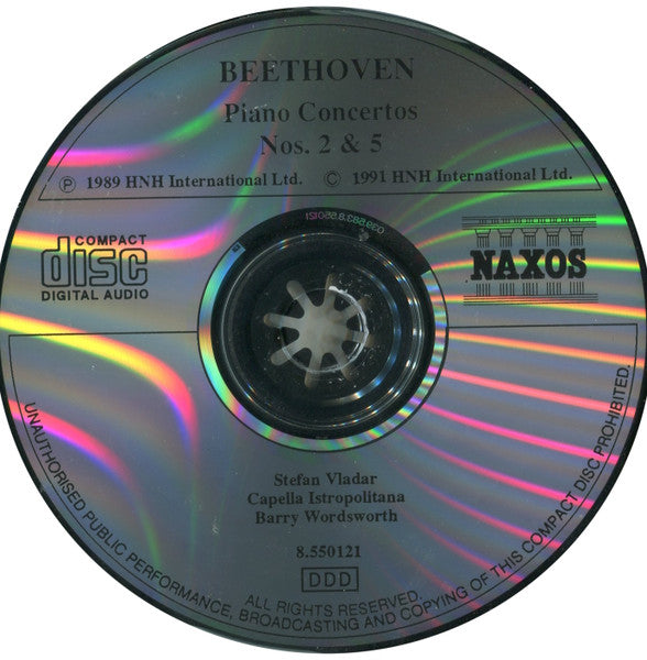 Ludwig van Beethoven, Stefan Vladar, Capella Istropolitana, Barry Wordsworth : Piano Concerto No. 5 "Emperor" / Piano Concerto No. 2 (CD, Album, RE)