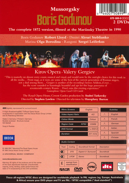 Modest Mussorgsky : Boris Godunov (2xDVD-V)