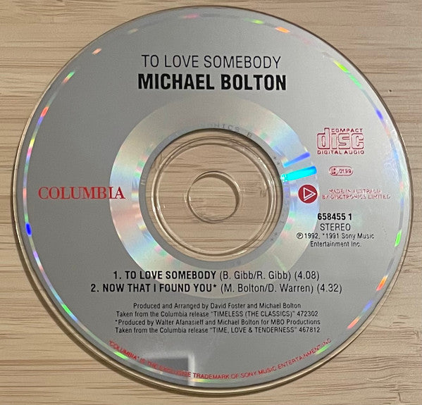 Michael Bolton : To Love Somebody (CD, Single)