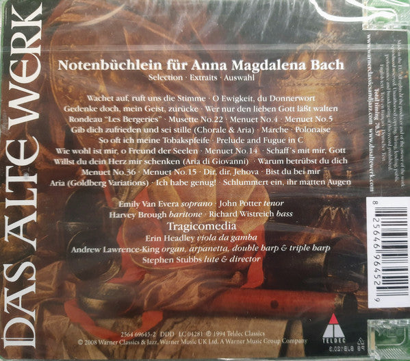J.S. Bach* - Tragicomedia, Stephen Stubbs : Notenbüchlein Für Anna Magdalena Bach – A Selection – (CD, RE)