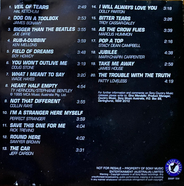 Various : Sony Music Country New Release Sampler Volume 8 (CD, Comp, Smplr)