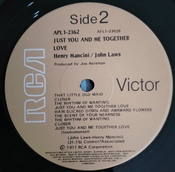 Henry Mancini, John Laws (3) : Just You And Me Together Love (LP, Album)