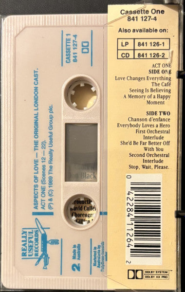 Andrew Lloyd Webber : Aspects Of Love (2xCass, Album, Tan)