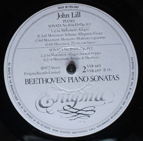 Beethoven* - John Lill : Beethoven Piano Sonatas • No.16 / No. 18 / No. 20 (LP)