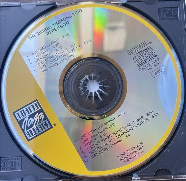 The Bobby Timmons Trio : In Person (CD, Album, RE)