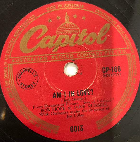 Bob Hope, Jane Russell : Am I In Love (Shellac, 10", Single)