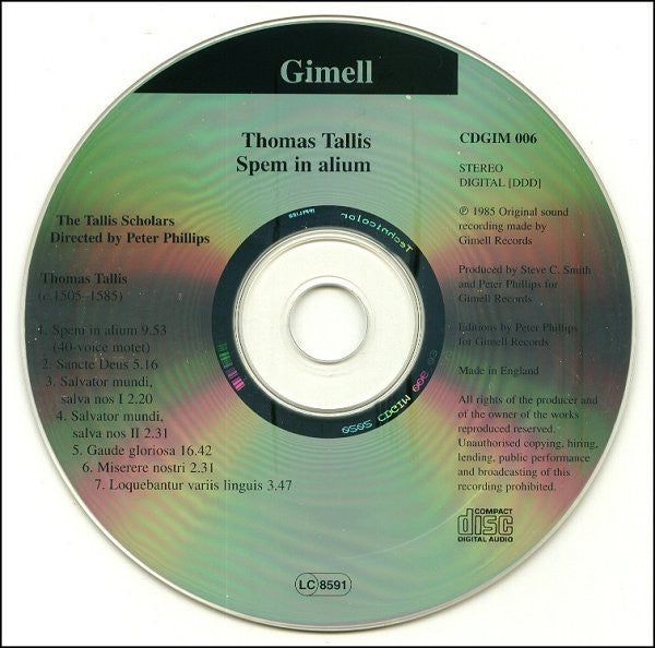 Thomas Tallis, The Tallis Scholars, Peter Phillips (2) : Spem In Alium (CD, Album, RE)