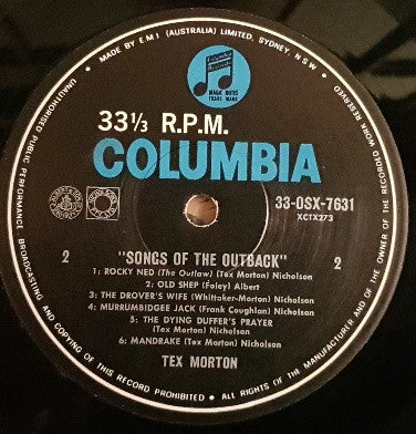 Tex Morton (2) : Songs Of The Outback (LP, Album)