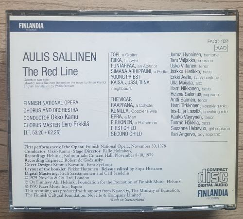 Aulis Sallinen - Okko Kamu, Jorma Hynninen, Taru Valjakka, Usko Viitanen : The Red Line (2xCD + Box)