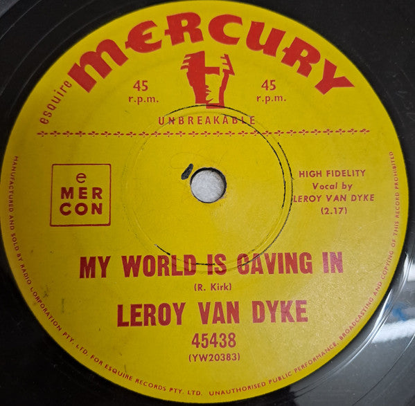 Leroy Van Dyke : Walk On By / My World Is Caving In (7", Single)