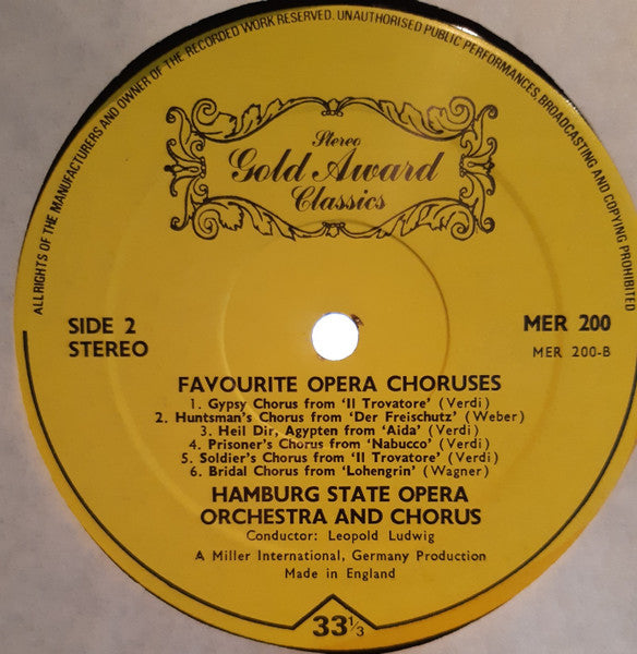 The Hamburg State Opera Orchestra*, The Hamburg State Opera Chorus*, Leopold Ludwig : Favourite Opera Choruses (LP, Album, Yel)