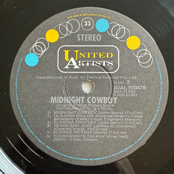 Various : Midnight Cowboy (Original Motion Picture Score) (LP, Album, RP)