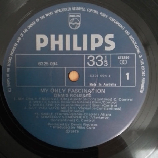 Démis Roussos* : My Only Fascination (LP, Album, RE)