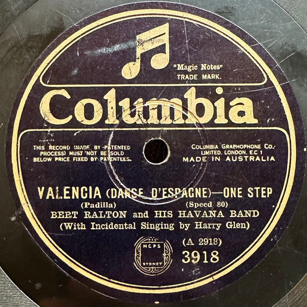 Bert Ralton And His Havana Band* : Always / Valencia (Shellac, 10", 80 RPM)
