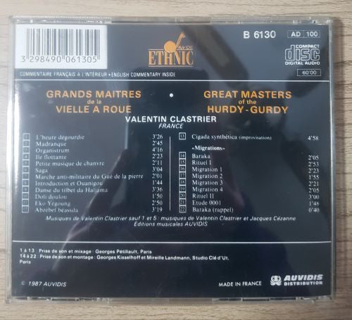 Valentin Clastrier : Grands Maîtres De La Vielle À Roue = Great Masters Of The Hurdy-Gurdy: Valentin Clastrier, France (CD, Comp)