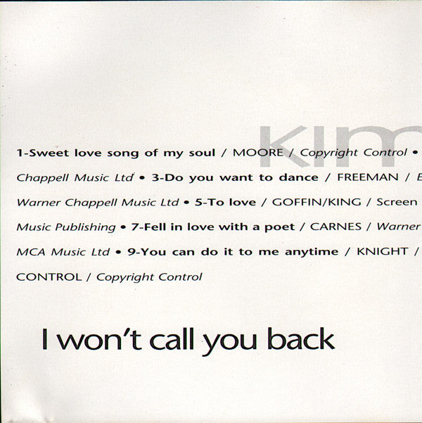 Kim Carnes : I Won't Call You Back (CD, Album)