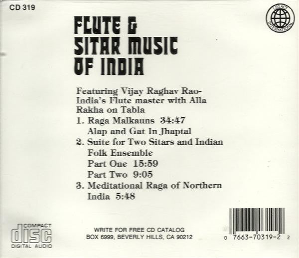 Vijay Raghav Rao With Alla Rakha / India National Sitar Ensemble : Flute & Sitar Music Of India (CD, Comp, RE)
