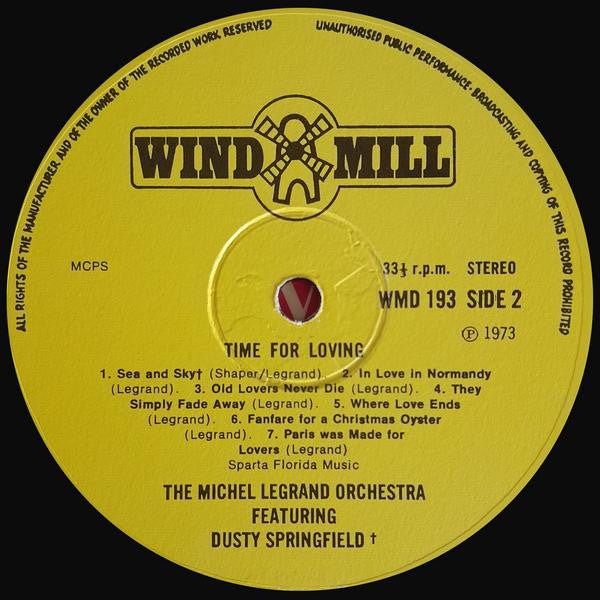 Michel Legrand Et Son Orchestre Featuring Dusty Springfield, Matt Monro, Michel Legrand : Time For Loving (LP, Album)
