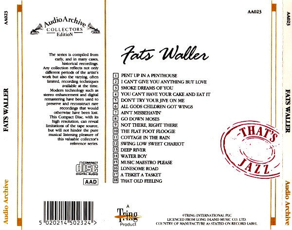 Fats Waller : 18 Reflective Recordings (CD, Comp)