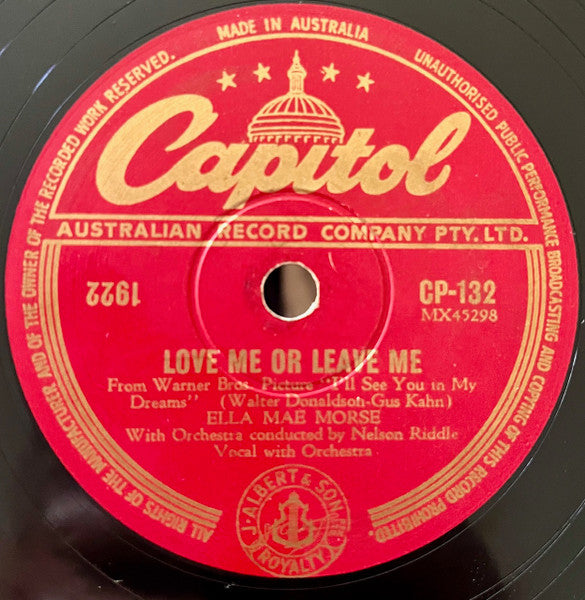Ella Mae Morse : The Blacksmith Blues / Love Me Or Leave Me (Shellac, 10")