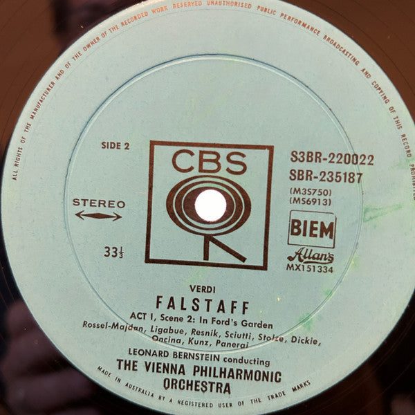 Giuseppe Verdi, Wiener Philharmoniker, Chor Der Wiener Staatsoper*, Leonard Bernstein : Falstaff (Box + 3xLP)