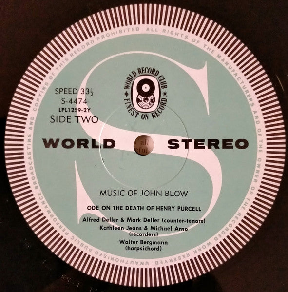 John Blow, The Deller Consort, London*, Stour Music Festival Chamber Orchestra : Music Of John Blow (LP, Album, Club)