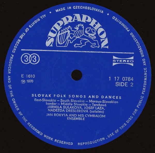 Jan Rokyta And His Cymbalom Ensemble* : Moravian And Slovak Folk Songs And Dances (LP)