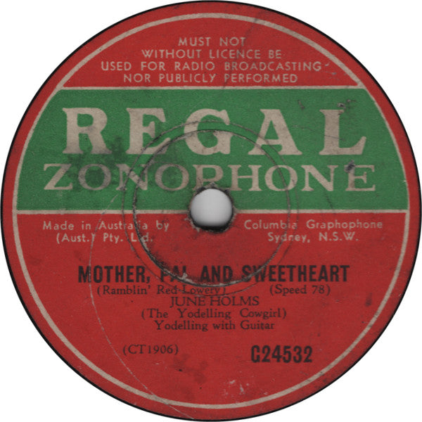 June Holms : My Pinto Pony And I / Mother, Pal And Sweetheart (Shellac, 10")