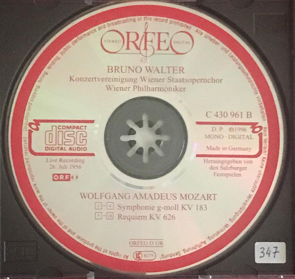 Wolfgang Amadeus Mozart, Bruno Walter, Wiener Philharmoniker, Konzertvereinigung Wiener Staatsopernchor, Lisa Della Casa, Ira Malaniuk, Anton Dermota, Cesare Siepi : Symphonie KV 183 / Requiem KV 626 (CD, Mono)