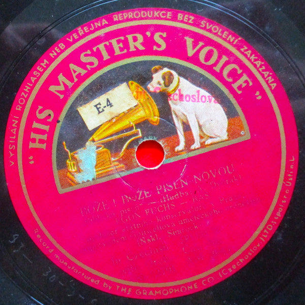 Egon Fuchs : Boze! Pisen Novou / Hospiden Jest Muj Pastyr (Shellac, 10", Single, Mono)