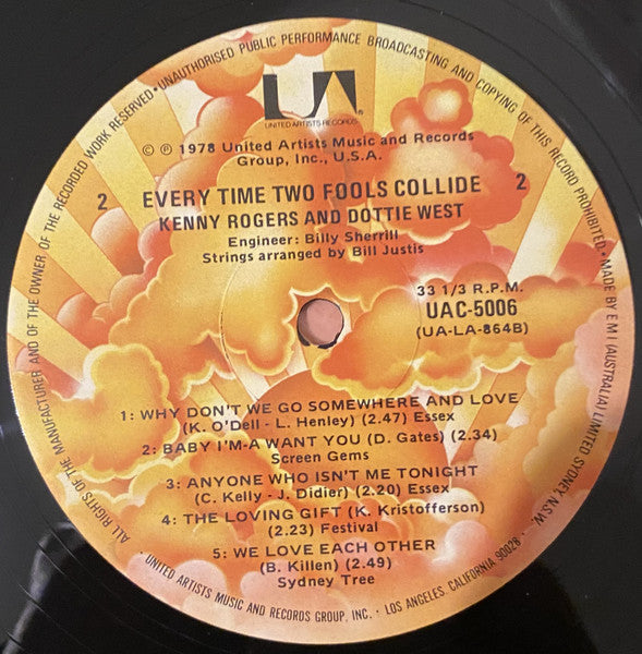 Kenny Rogers & Dottie West : Every Time Two Fools Collide (LP, Album)